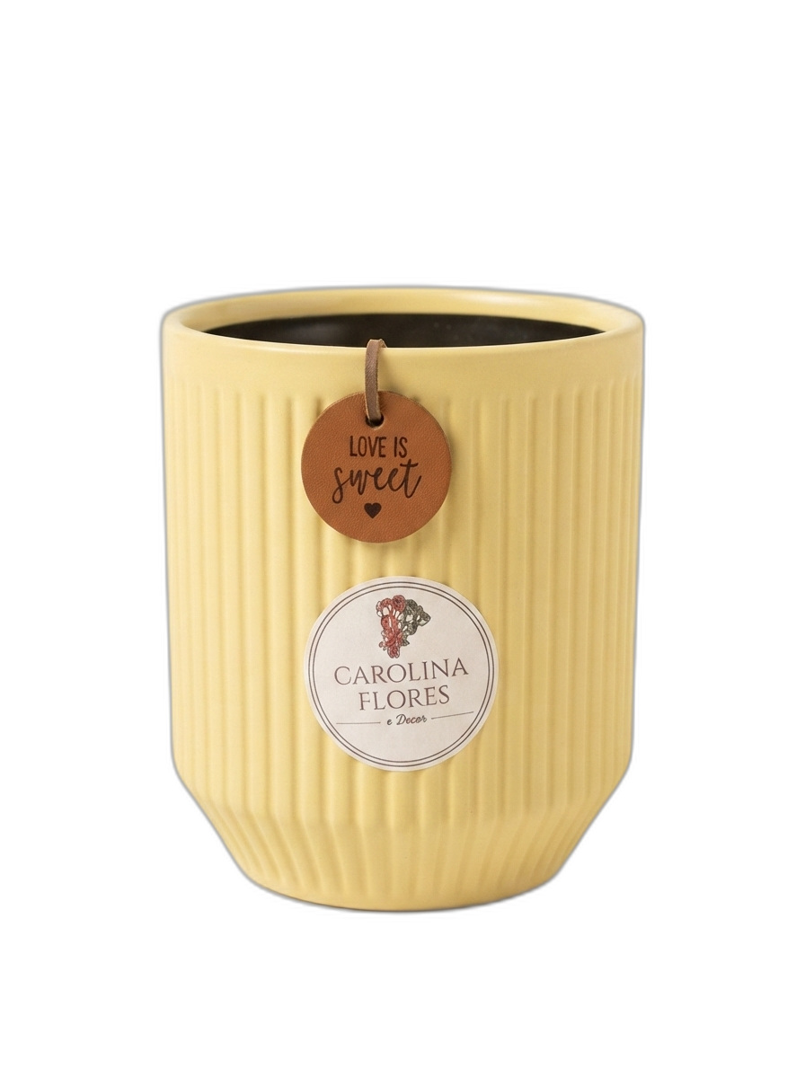 Vaso Cerâmica Love Sweet Amarelo