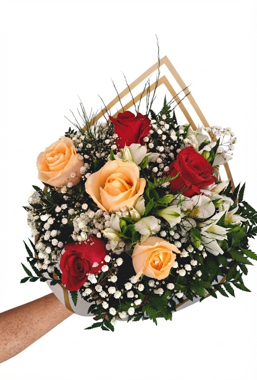 Buquê Rosas Encanto Dourado