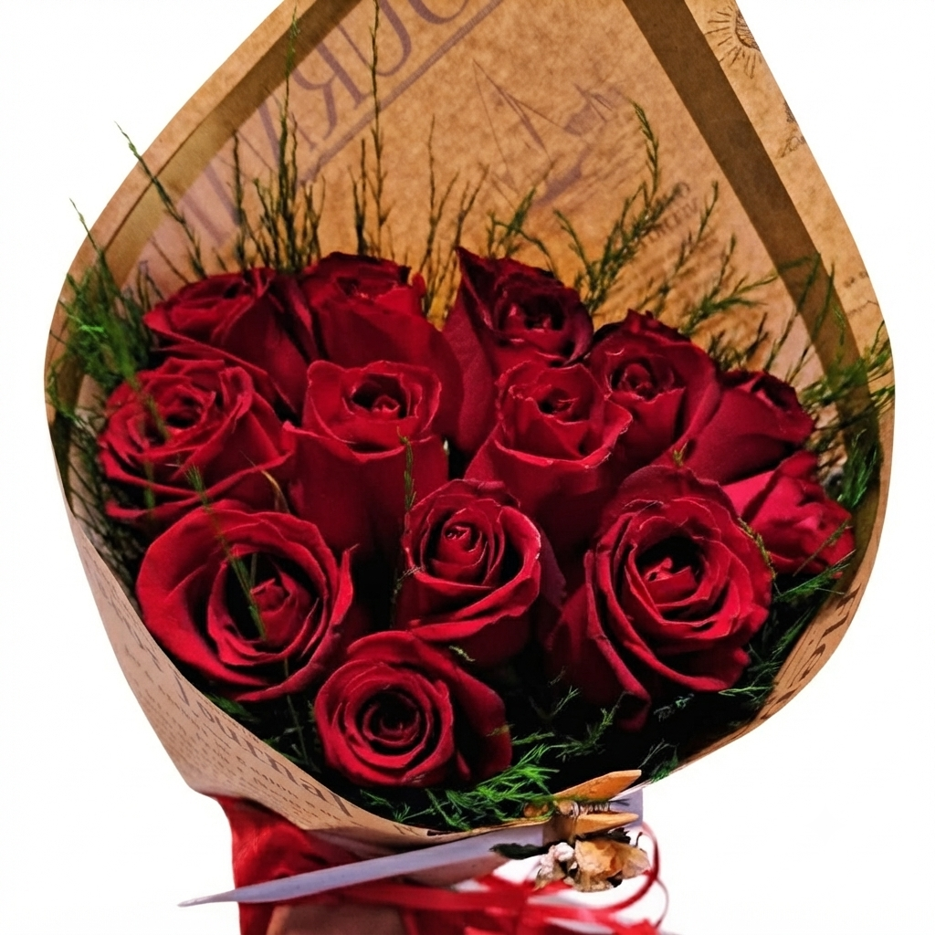 Buquê Rosas Clássico (12 Rosas Vermelhas)