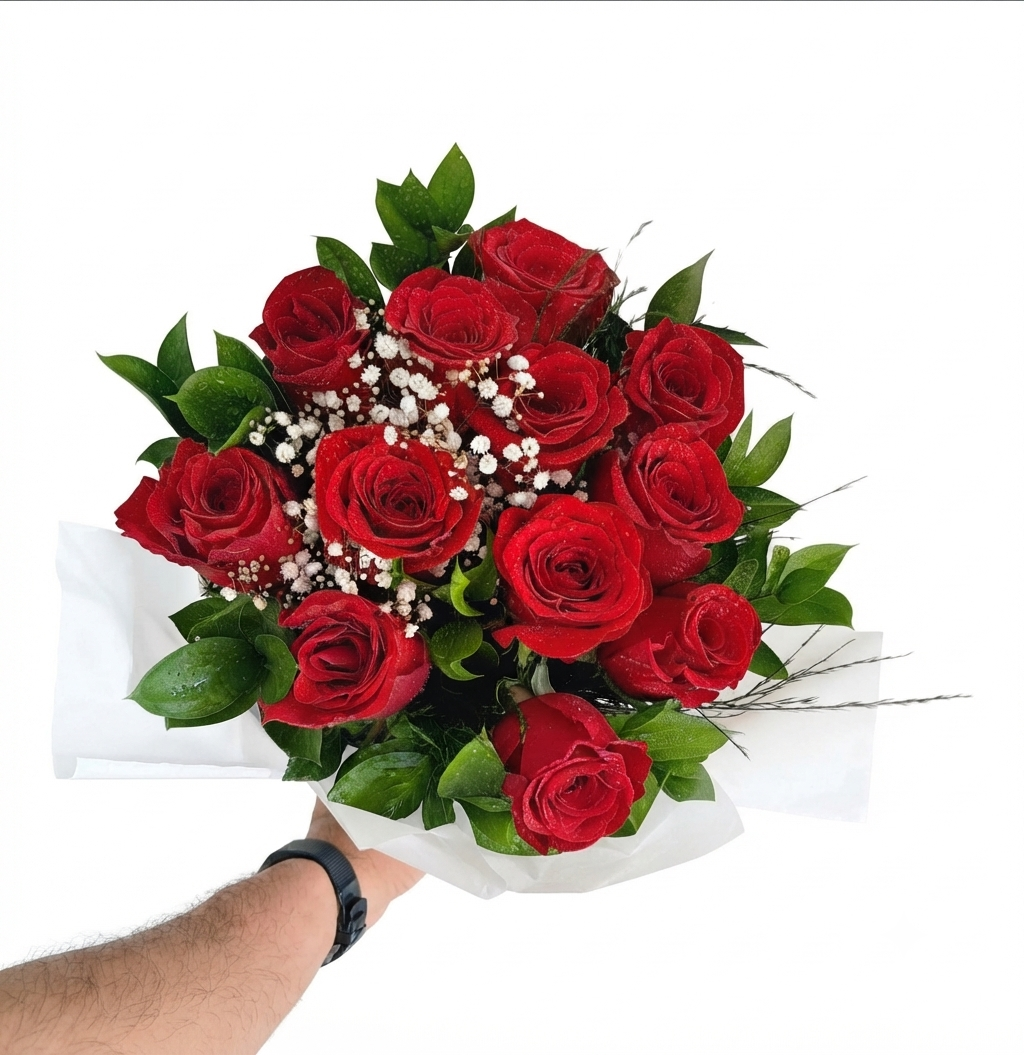 Buquê Tradicional Doze Rosas Vermelhas