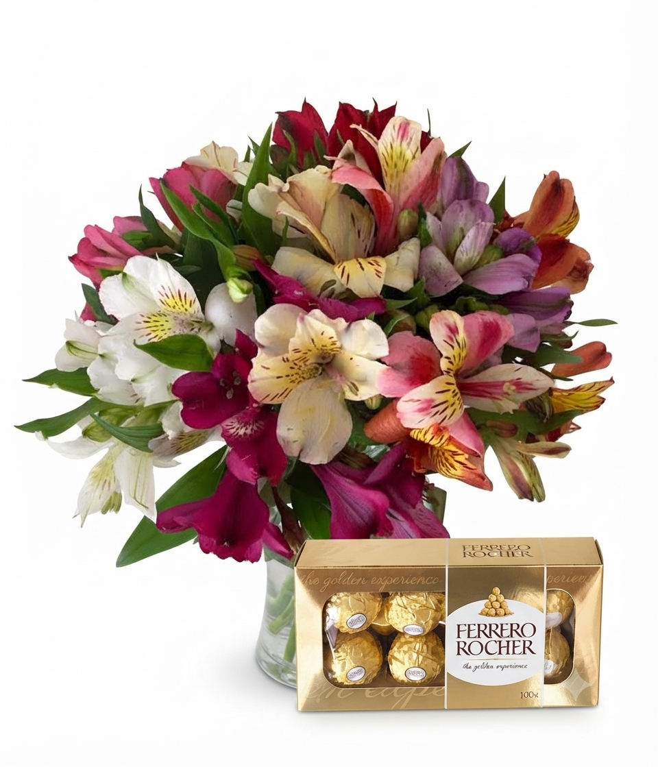 Kit Alstroemérias e Ferrero Rocher