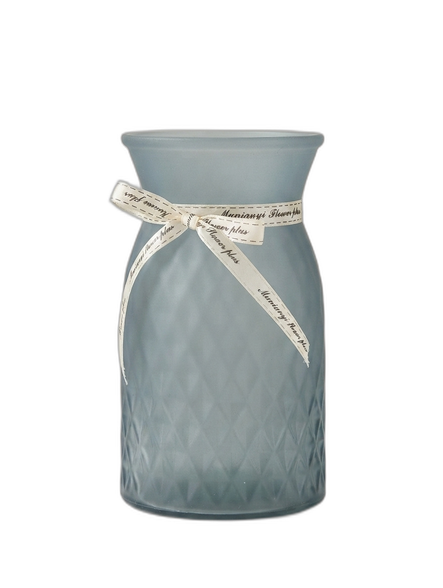 Vaso de Vidro Chape Azul Jateado