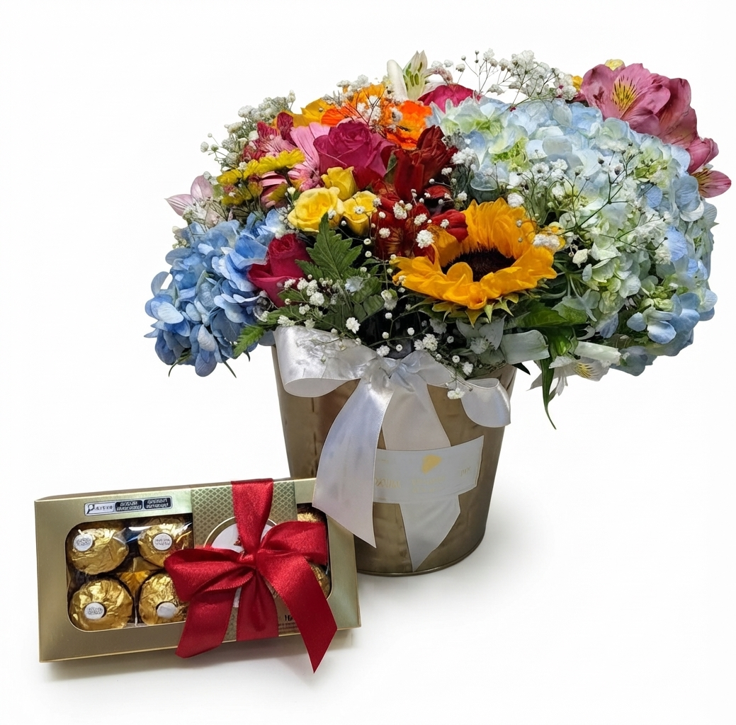 Kit Flower Box Rústico Fino e Ferrero Rocher
