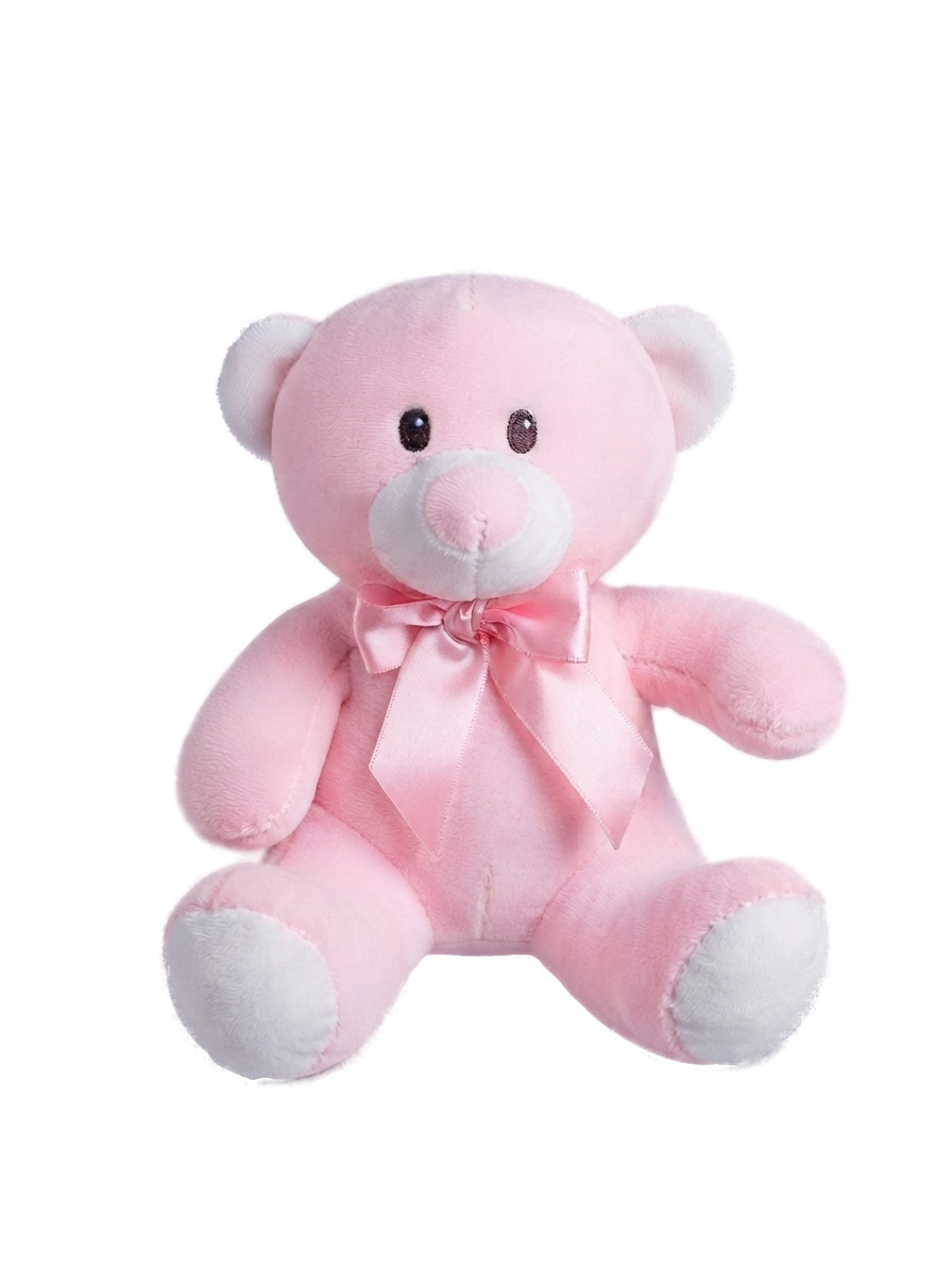 Urso Rosa Laço de Cetim