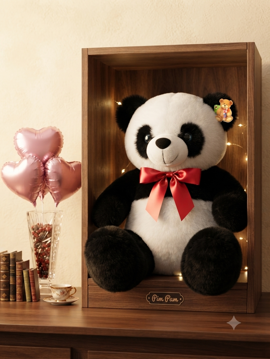 Panda Laço Vermelho na Caixa